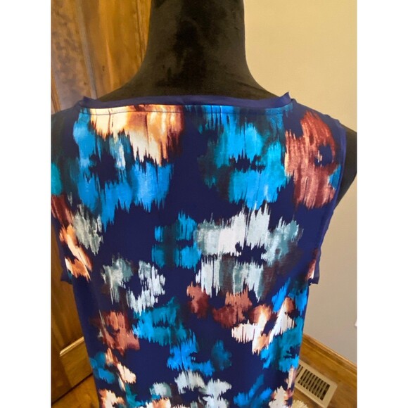 Simply Vera Blouse Size Large Top Blue Sleeveless Hi/Low Flowy Summer Chic Vaca - Picture 6 of 10